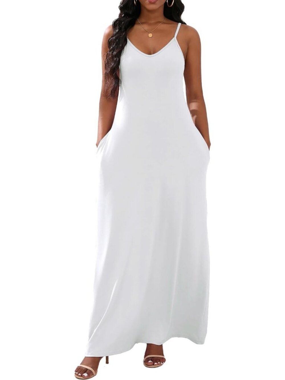 Plus Size Sleeveless Maxi Dress for Women - Casual Loose Fit with Pockets